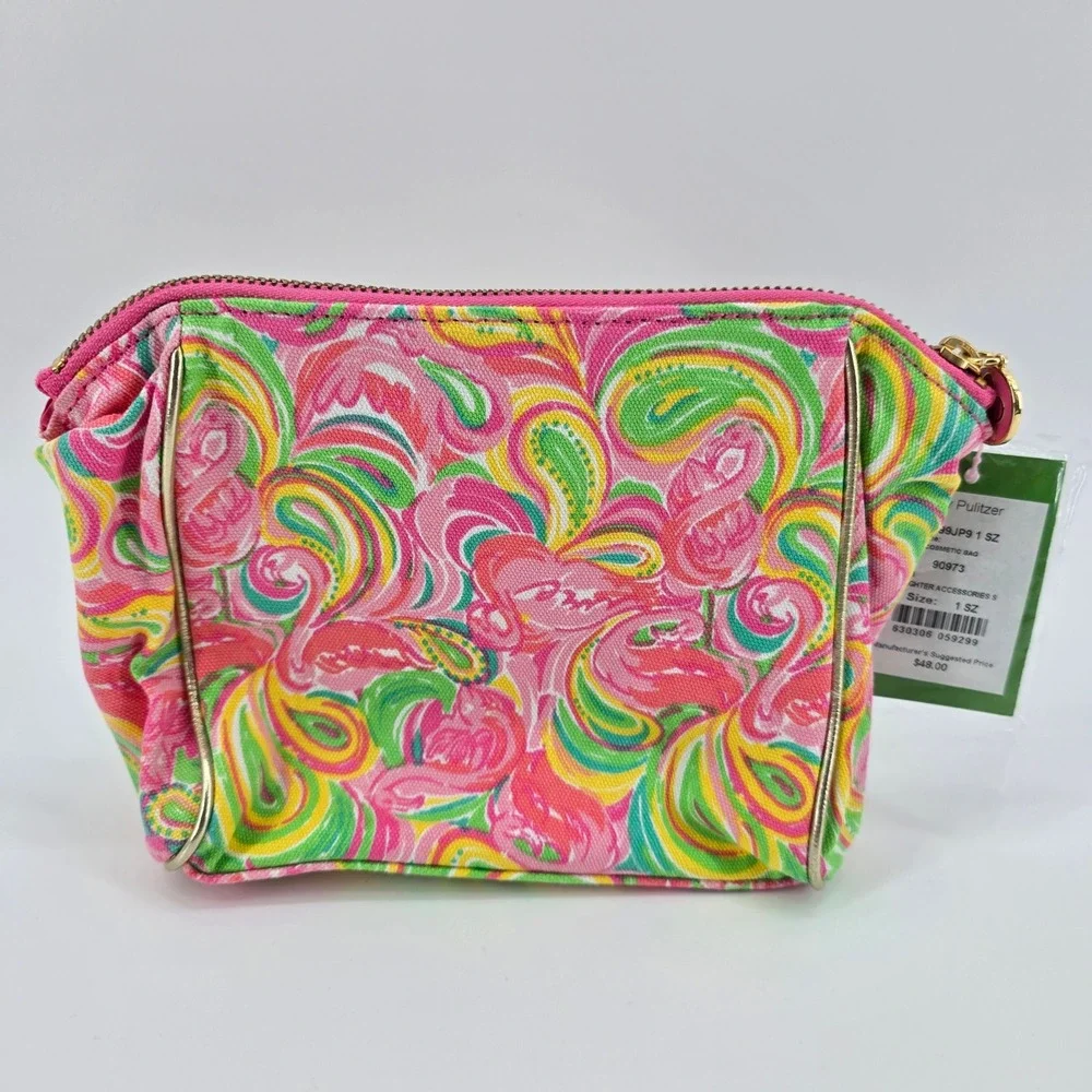 Lilly Pulitzer Colony Cosmetic Bag Womens Flamingo Paisley MSRP $48 NWT